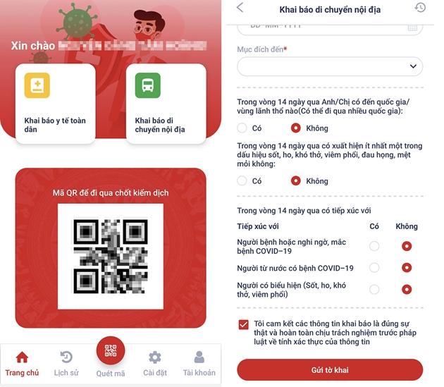 Khai báo y tế suckhoedancuquocgiagovvn trên ứng dụng VNEID