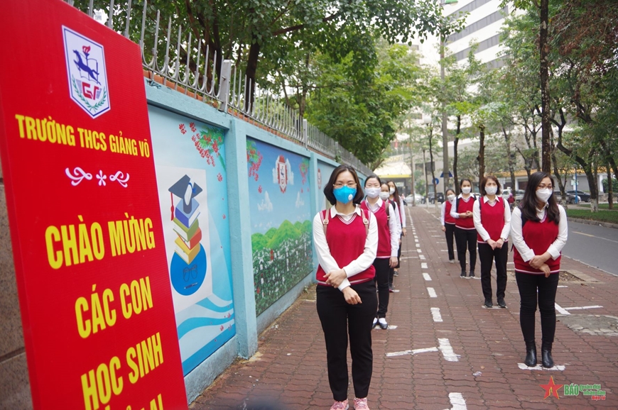 Quận Ba Đình mở màn diễn tập đón học sinh trở lại trường sau Tết Nguyên đán