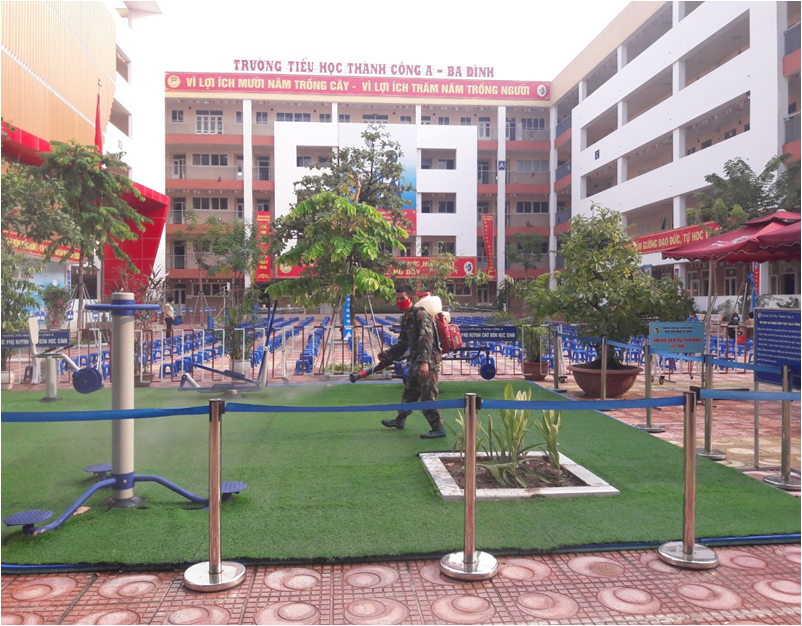 Công tác phòng, chống dịch Covid-19 chuẩn bị cho năm học mới 2020 -2021 tại Trường Tiểu học Thành Công A