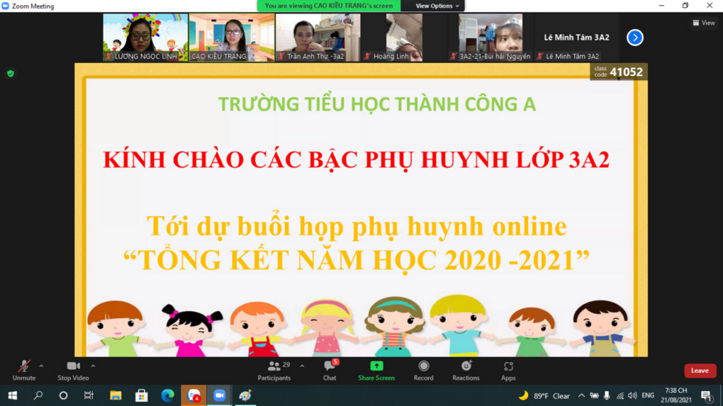 Trường Tiểu học Thành Công A với buổi họp PHHS ở các lớp khối 3