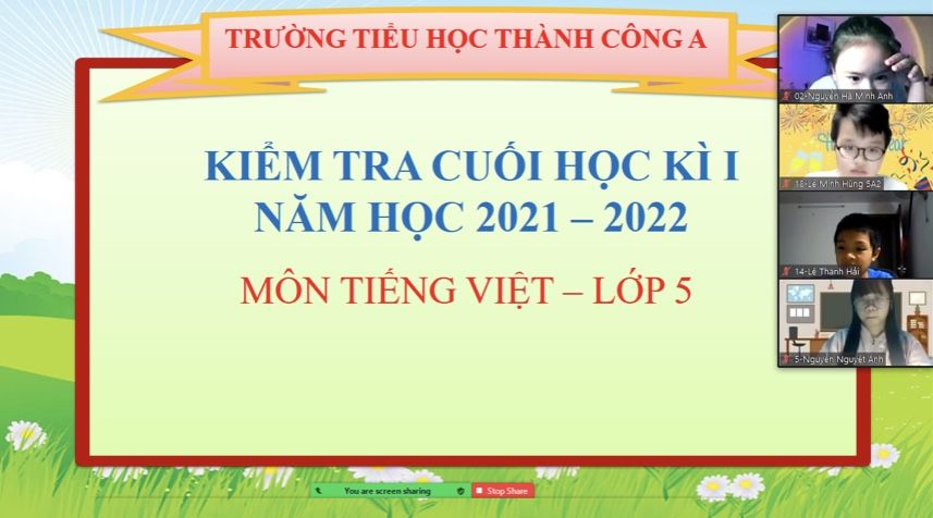 Học sinh khối lớp 5 hoàn thành kiểm tra trực tuyến kết thúc học kì 1 năm học 2021-2022