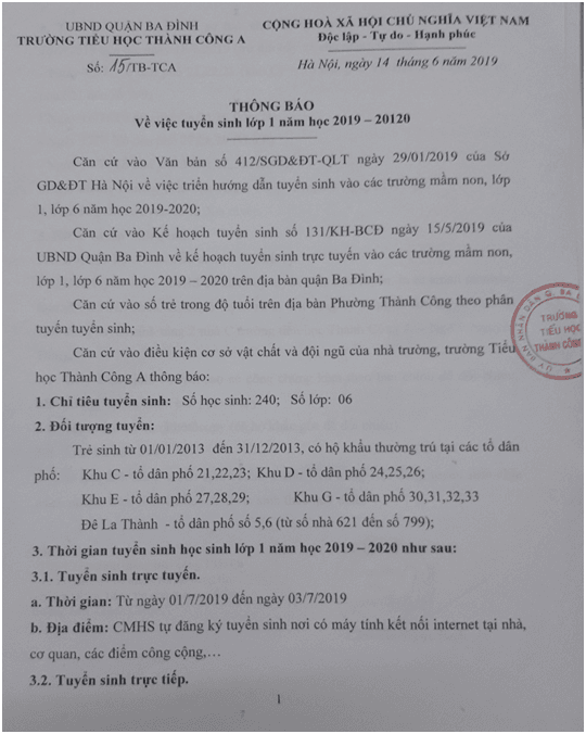 THÔNG BÁO