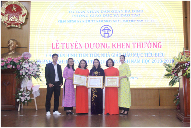 THÀNH CÔNG A VỚI TUYÊN DƯƠNG KHEN THƯỞNG CÁC GƯƠNG ĐIỂN HÌNH TIÊN TIẾN, NHÀ GIÁO MẪU MỰC QUẬN BA ĐÌNH NĂM HỌC 2018 -2019