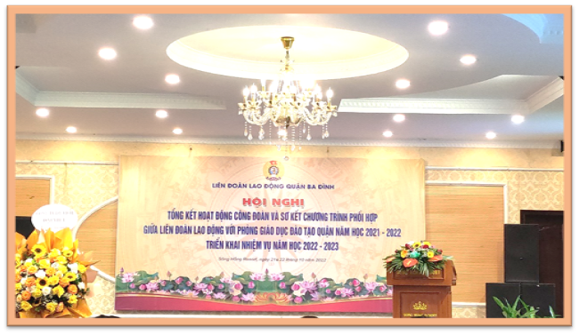 Công đoàn trường Tiểu học Thành Công A tham dự Hội nghị Tổng kết hoạt động công tác Công đoàn và Sơ kết chương trình phối hợp giữa Liên đoàn lao động với Phòng Giáo dục Đào tạo quận năm học 2021-2022 -Triển khai nhiệm vụ năm học 2022 - 2023