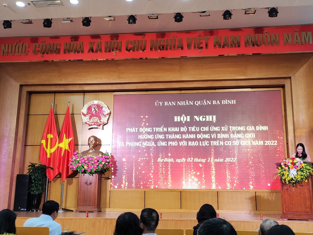 Trường TH Thành Công A tham gia hội nghị phát động triển khai Bộ tiêu chí ứng xử trong gia đình hưởng ứng Tháng hành động vì bình đẳng giới và phòng ngừa, ứng phó với bạo lực trên cơ sở giới năm 2022
