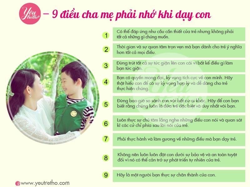9 điều cha mẹ phải nhớ khi dạy con