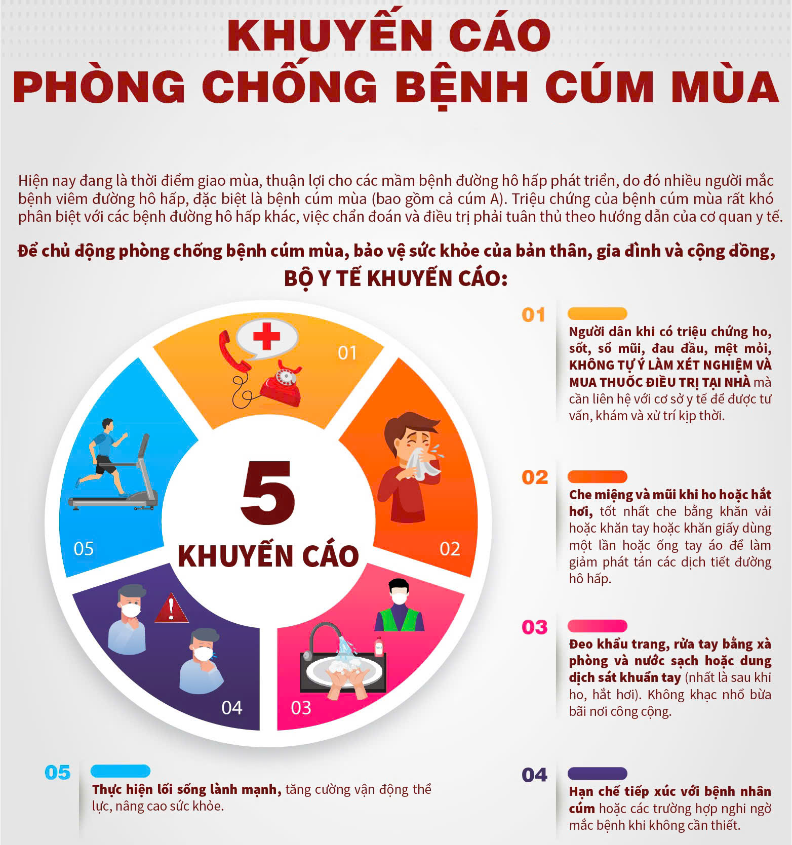 [Infographic] Bộ Y tế khuyến cáo phòng chống bệnh cúm mùa