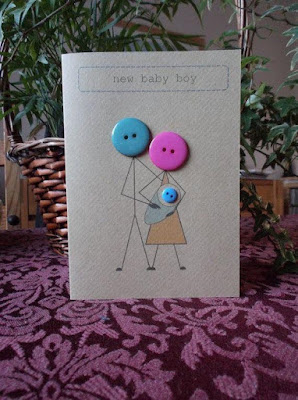 Thiệp mừng sinh con Handmade Từ Cúc Áo