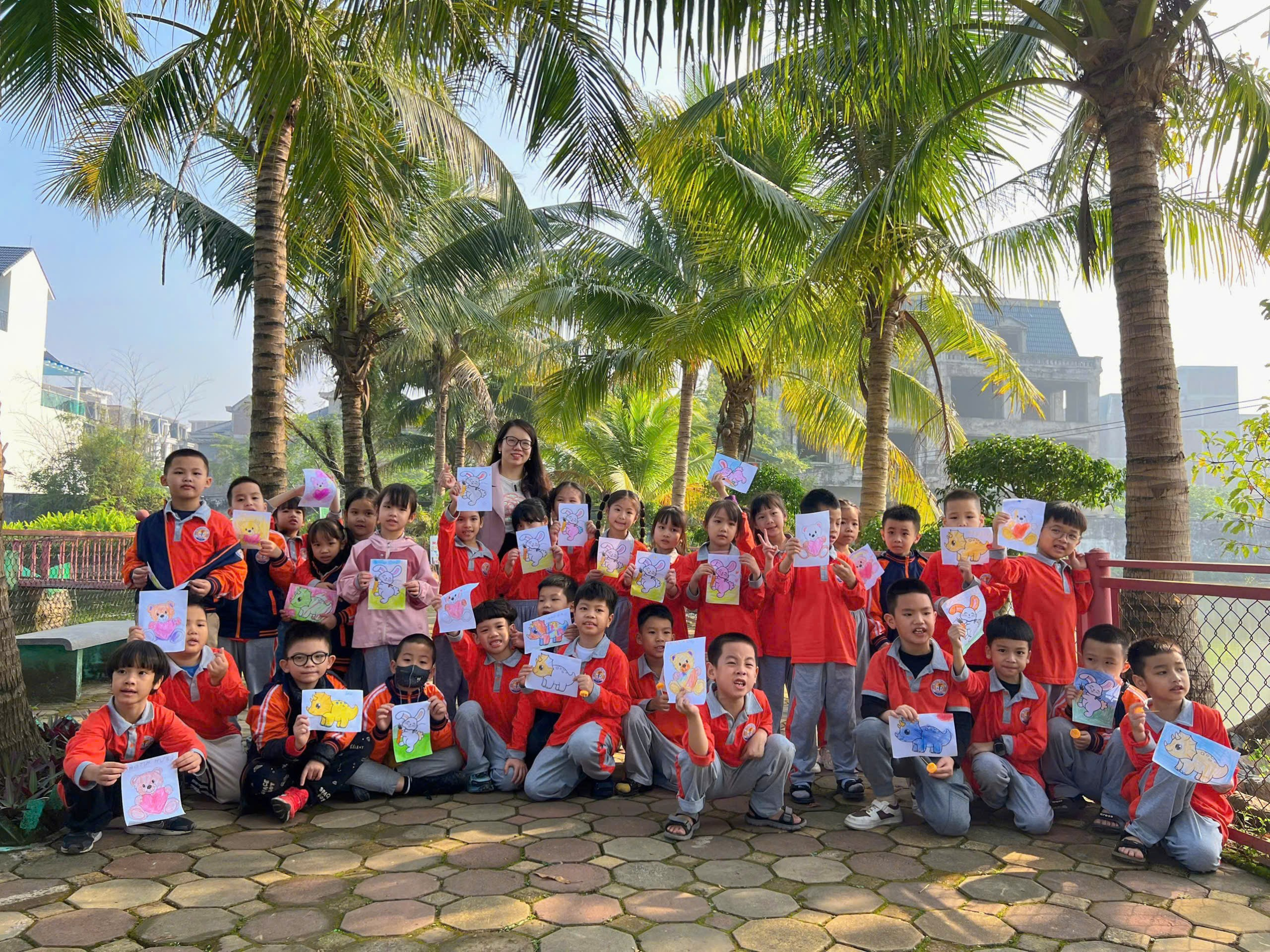 A group of children holding up paper
AI-generated content may be incorrect.